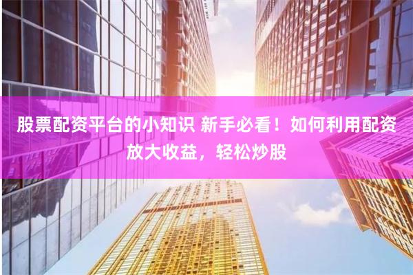 股票配资平台的小知识 新手必看！如何利用配资放大收益，轻松炒股
